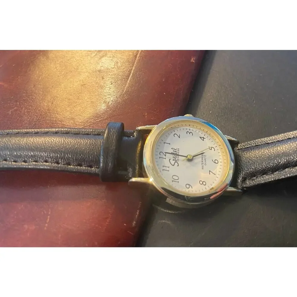 Women's 27mm Gold Tone Speidel Express Watch, WR, Black Leather Band